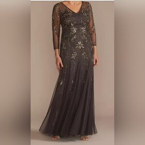 Elegant Charcoal Grey Evening Gown